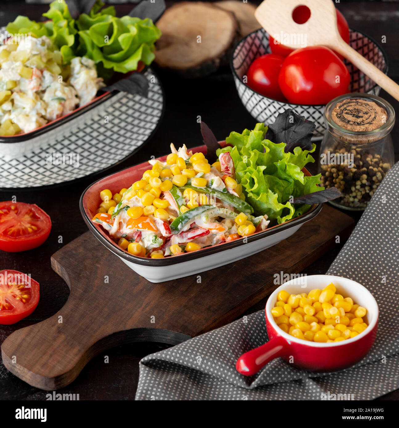 Corn and bell pepper salad dressed with mayonnaise Stock Photo Alamy
