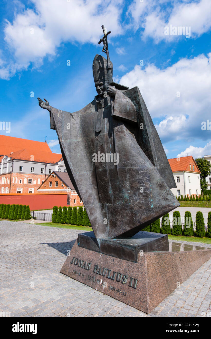 Statue of Pope John Paul II, Pope Hill, Santaka Park, Kaunas, Lithuania Stock Photo