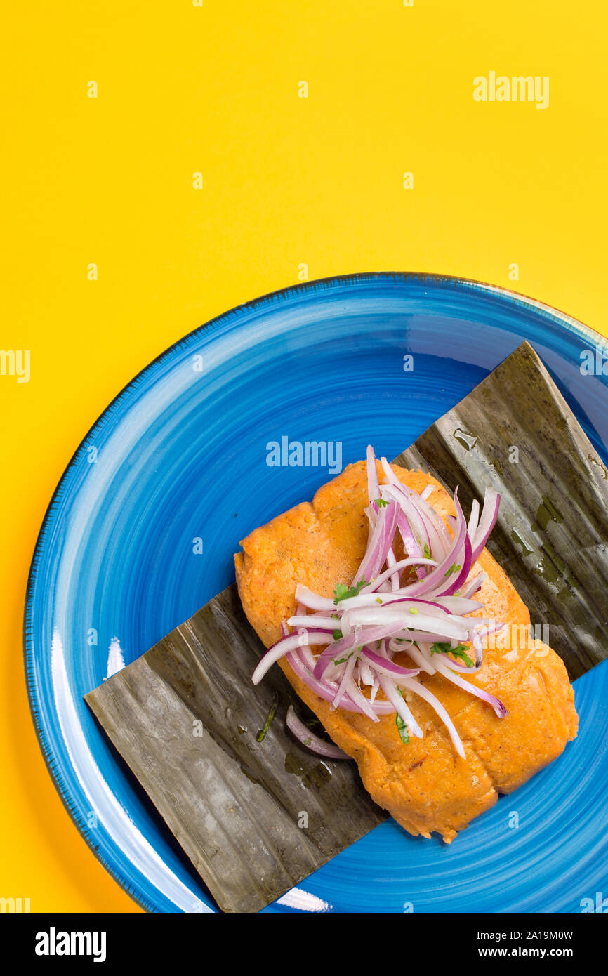 Peruvian Tamale, typical Peruvian breakfast. Made from corn and stuffed