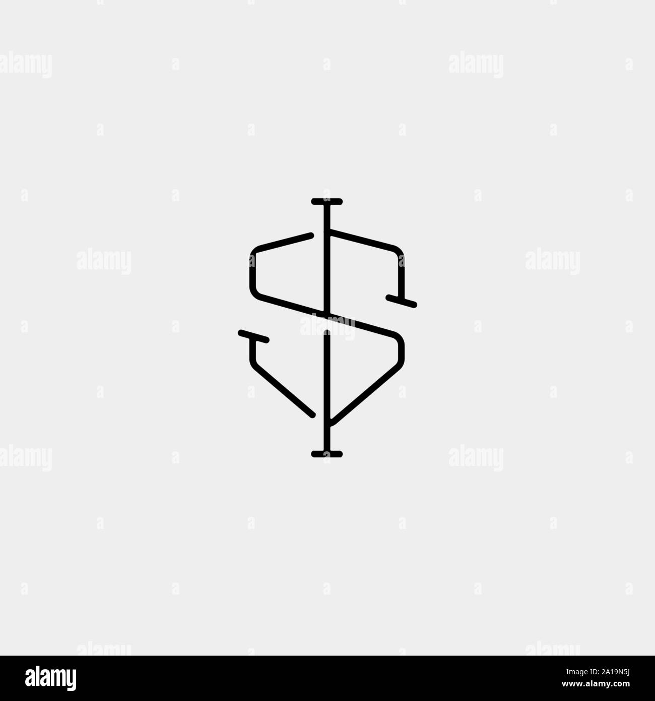 Letter S SS SI Shield Logo Design Simple Vector Stock Vector