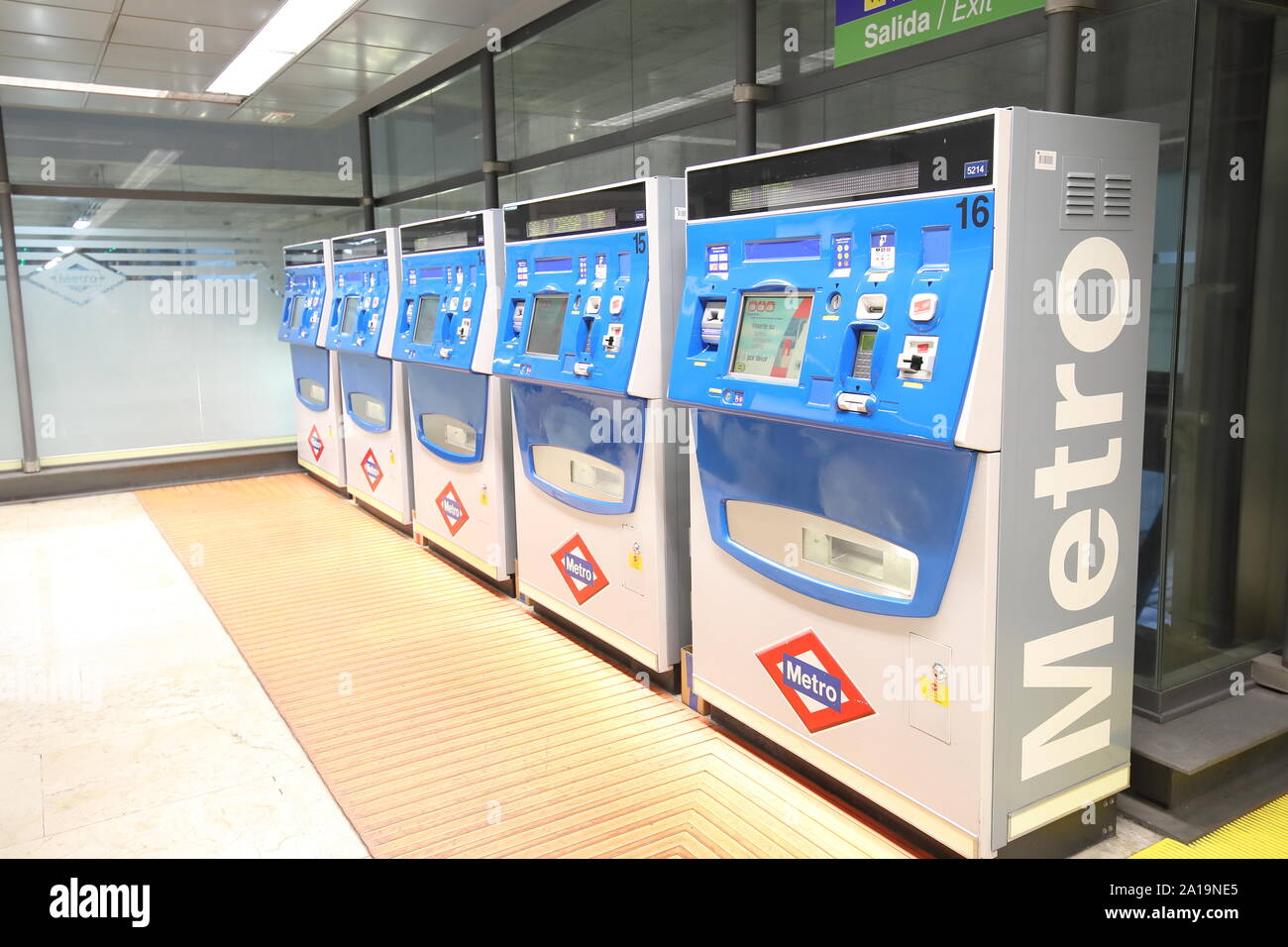 Subway metro underground train ticket machine Madrid Spain Stock Photo