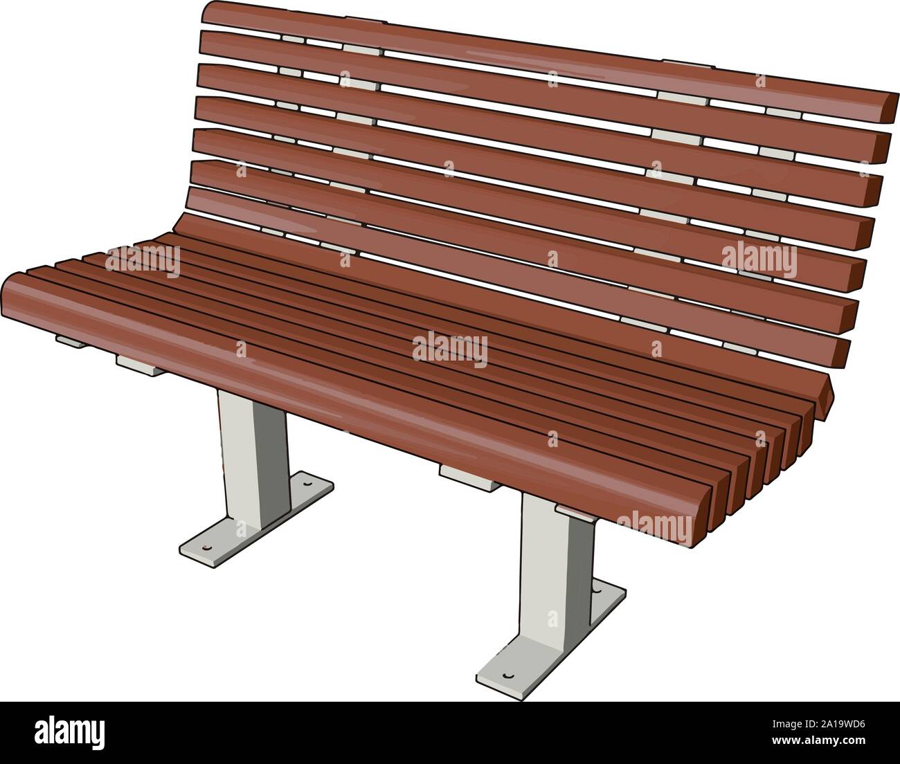 Brown bench, illustration, vector on white background. Stock Vector