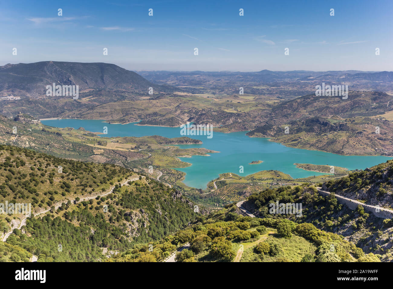 Turquoise lake near Zahara de la Sierra, Spain Stock Photo - Alamy