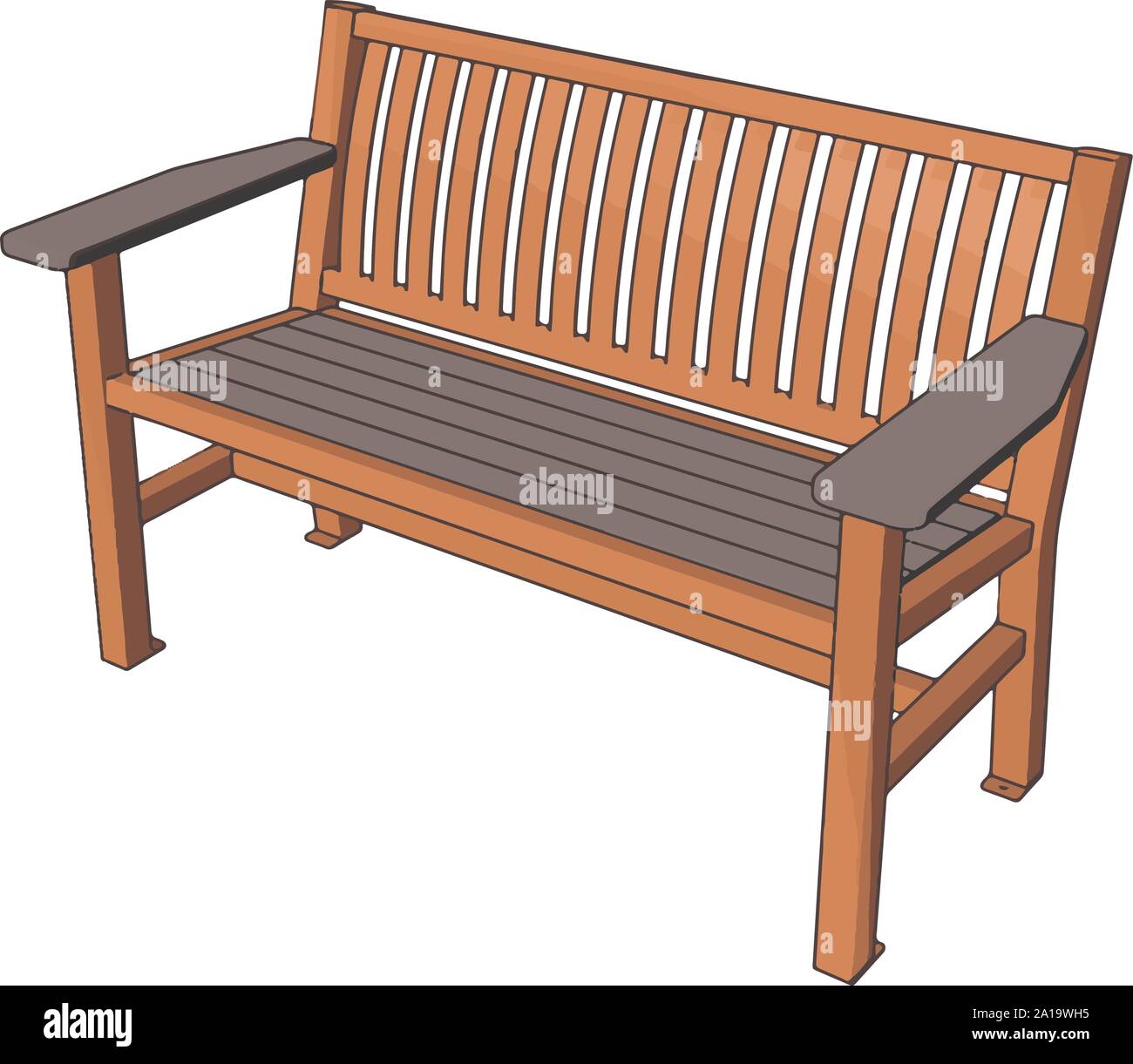 Brown bench, illustration, vector on white background. Stock Vector