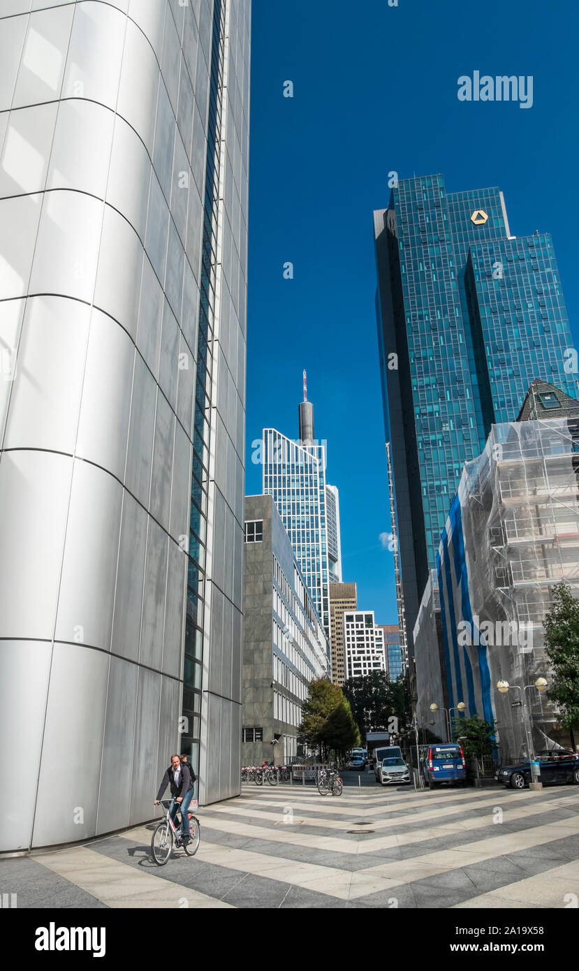 downtown frankfurt, silver tower, gallileo tower,(commerzbank ), maintower, Stock Photo