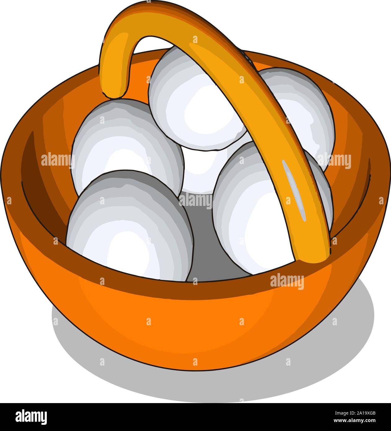 Eggs in basket, illustration, vector on white background Stock Vector