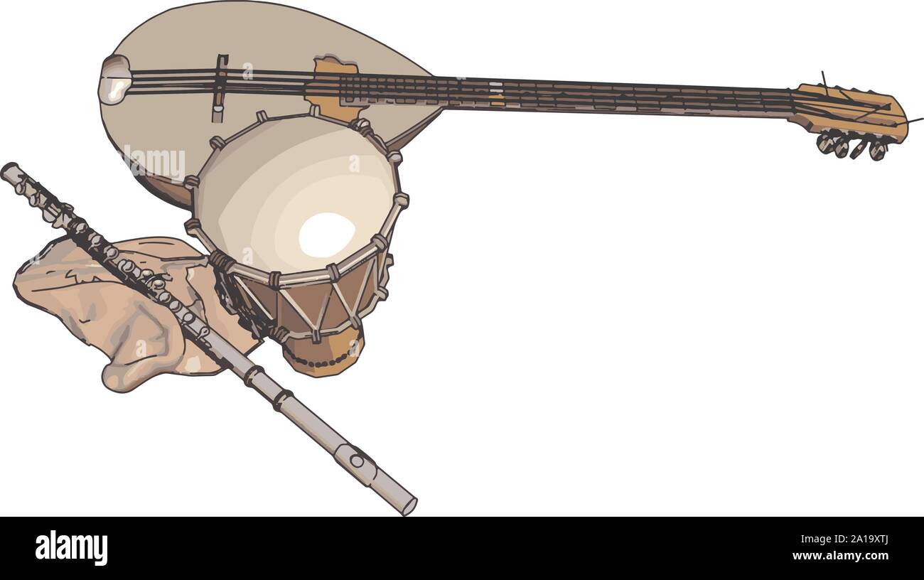 Old instruments, illustration, vector on white background. Stock Vector