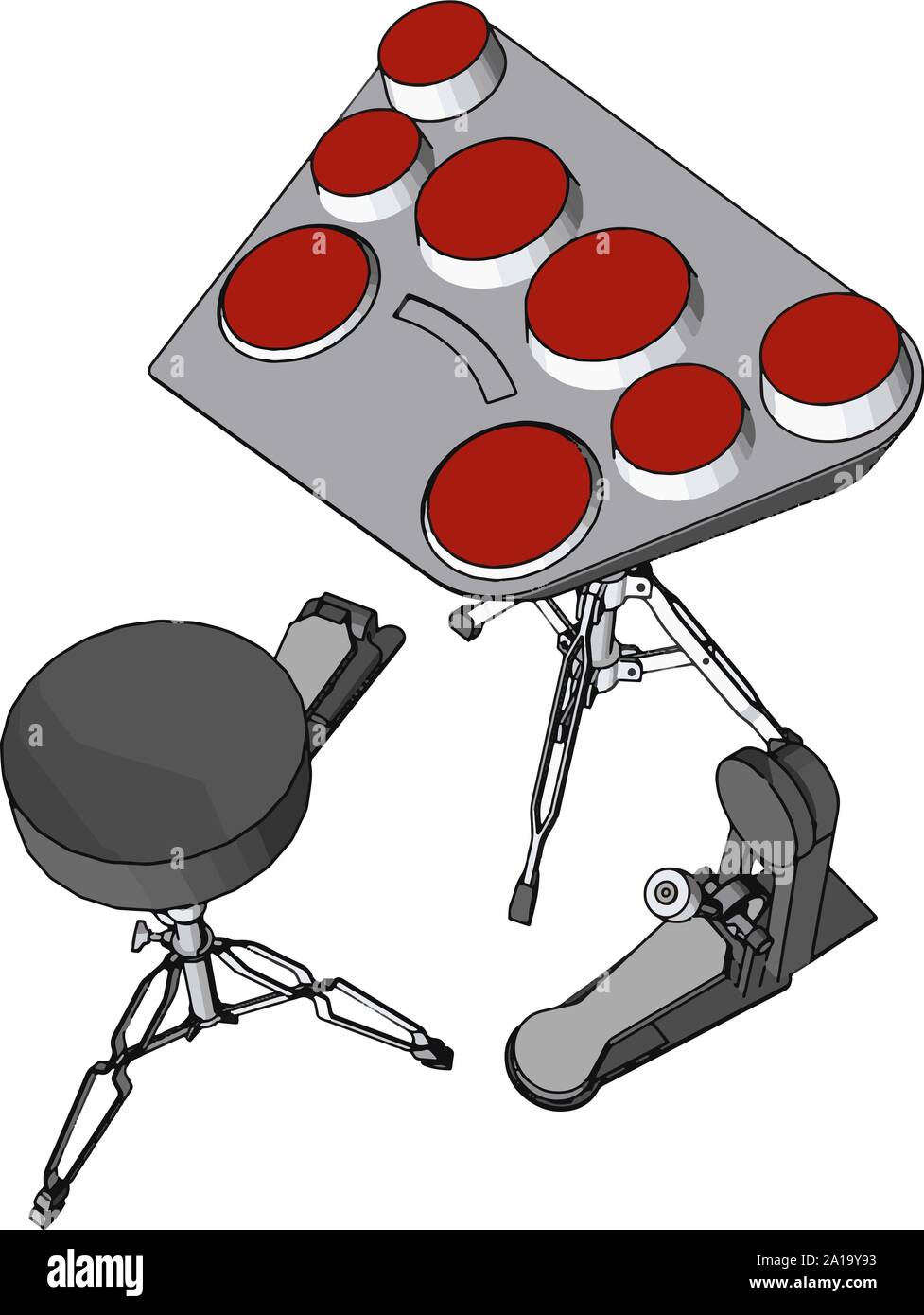 Cool drums, illustration, vector on white background. Stock Vector