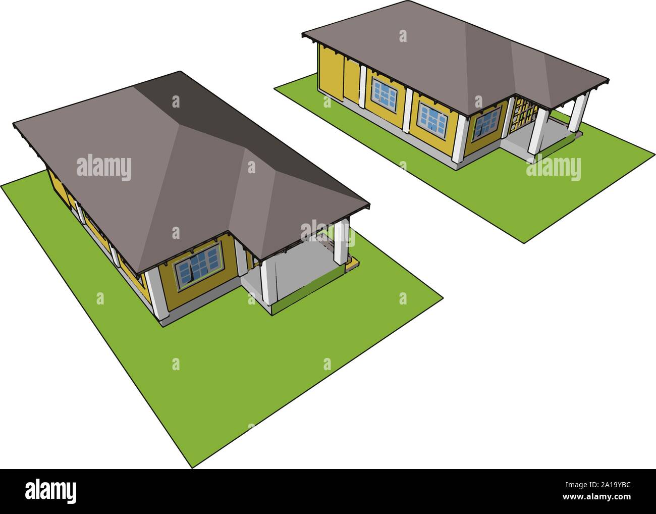 American house, illustration, vector on white background. Stock Vector
