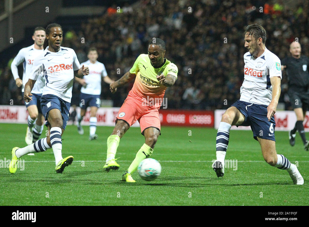 Preston, UK. 24th Sep, 2019. Raheem Sterling of Manchester City during the Carabao Cup match