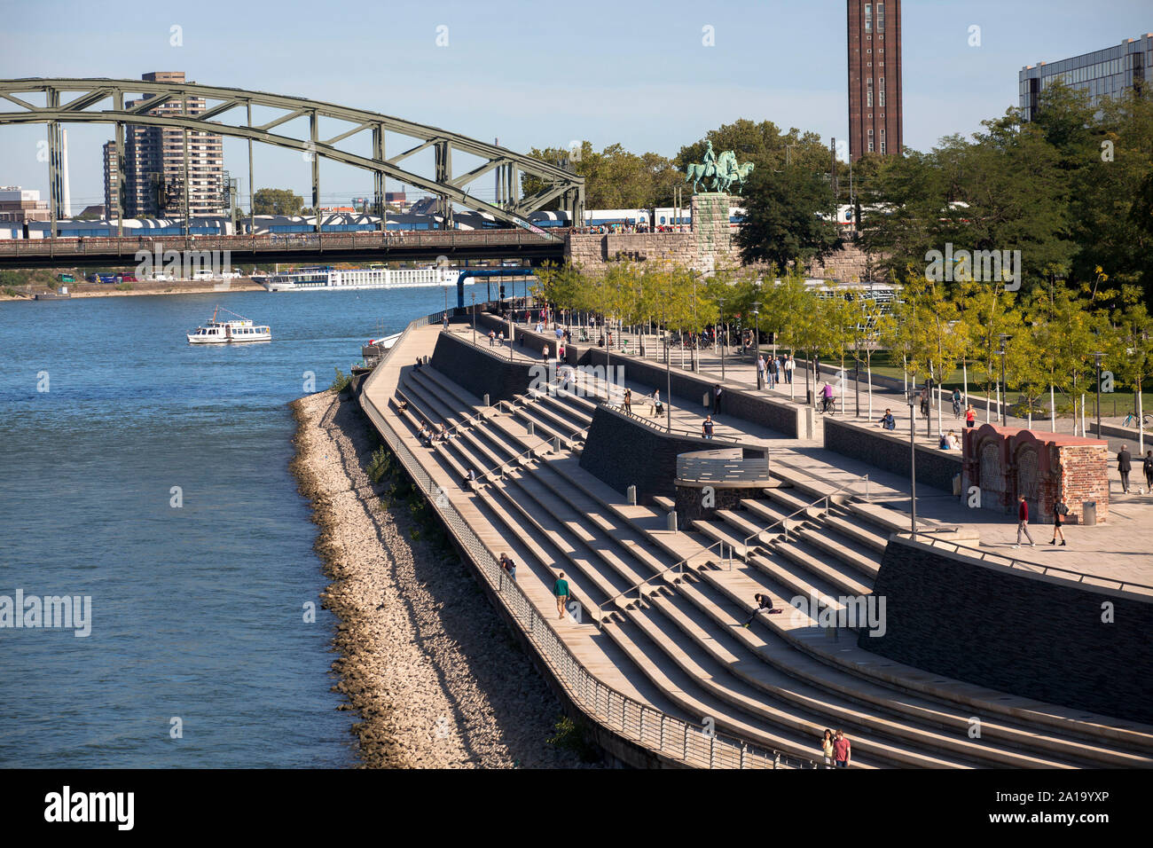 the Rhine boulevard in the district Deutz, Cologne, Germany. The large ...