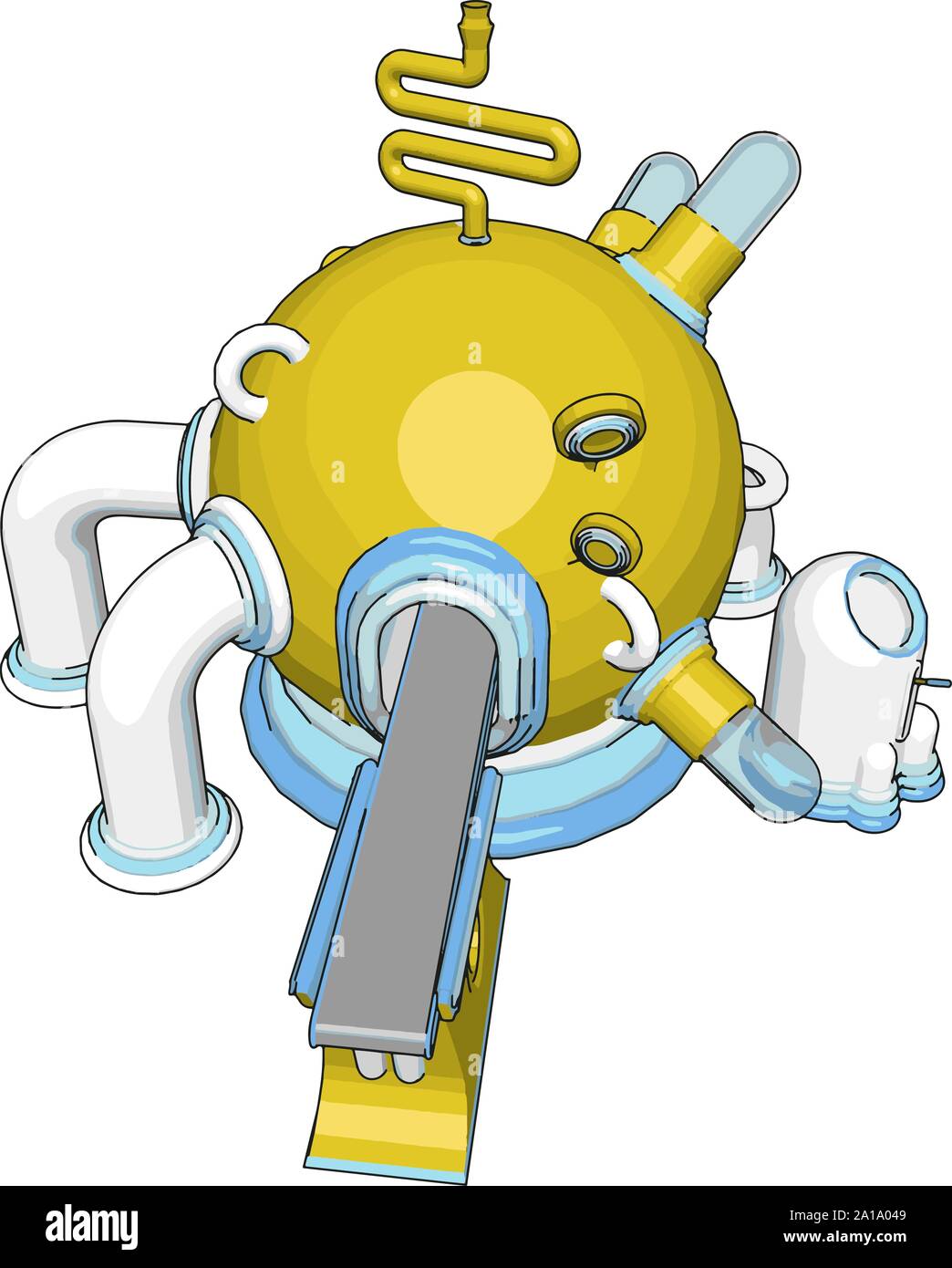 Yellow futuristic machine, illustration, vector on white background ...