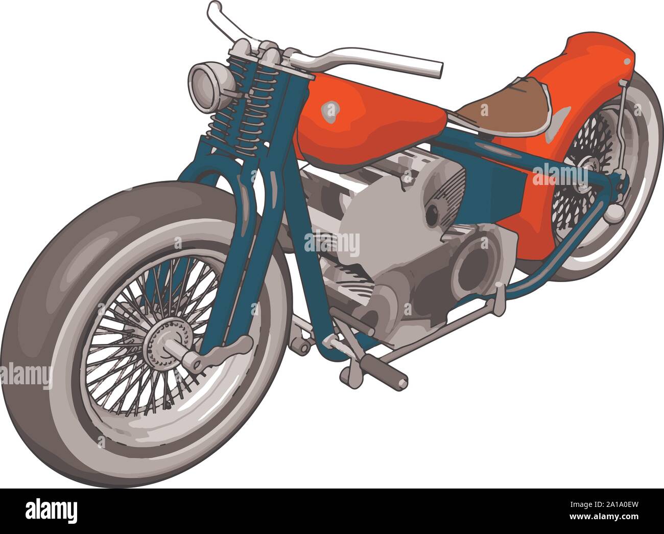 Red motorcycle, illustration, vector on white background. Stock Vector