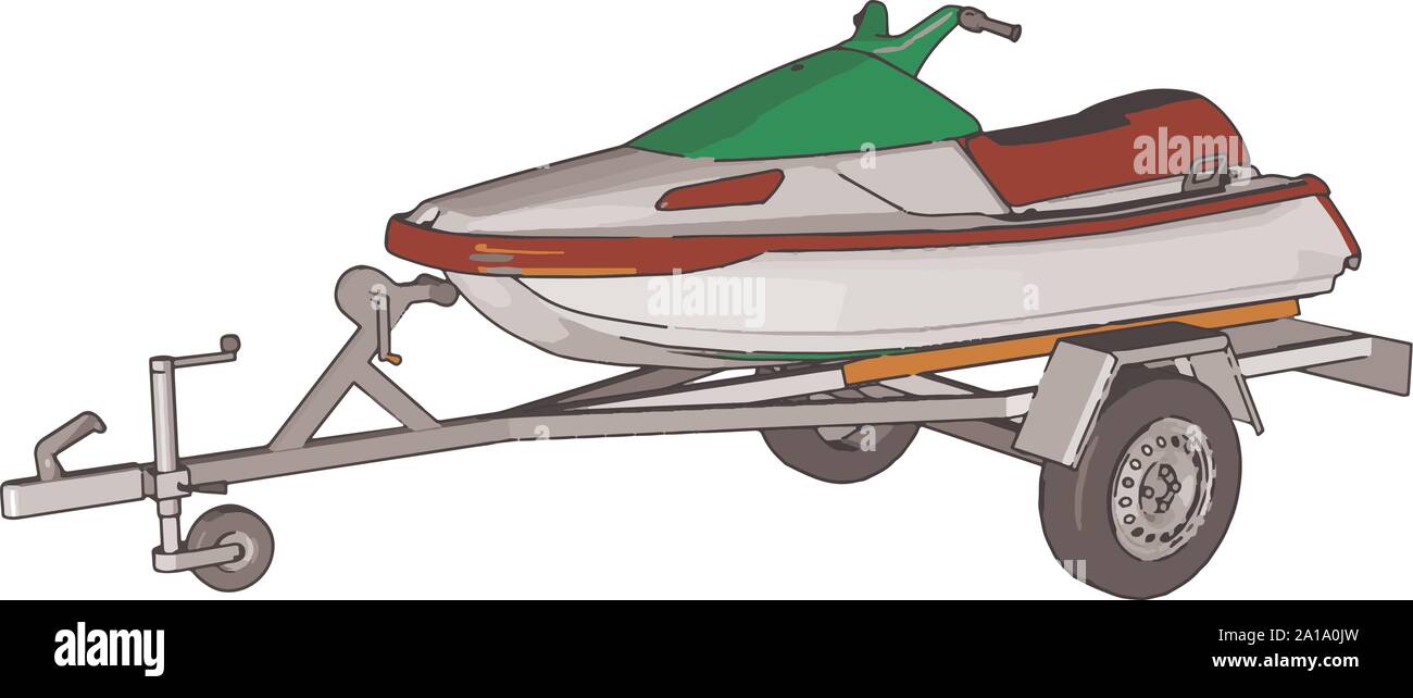Jetski, illustration, vector on white background. Stock Vector