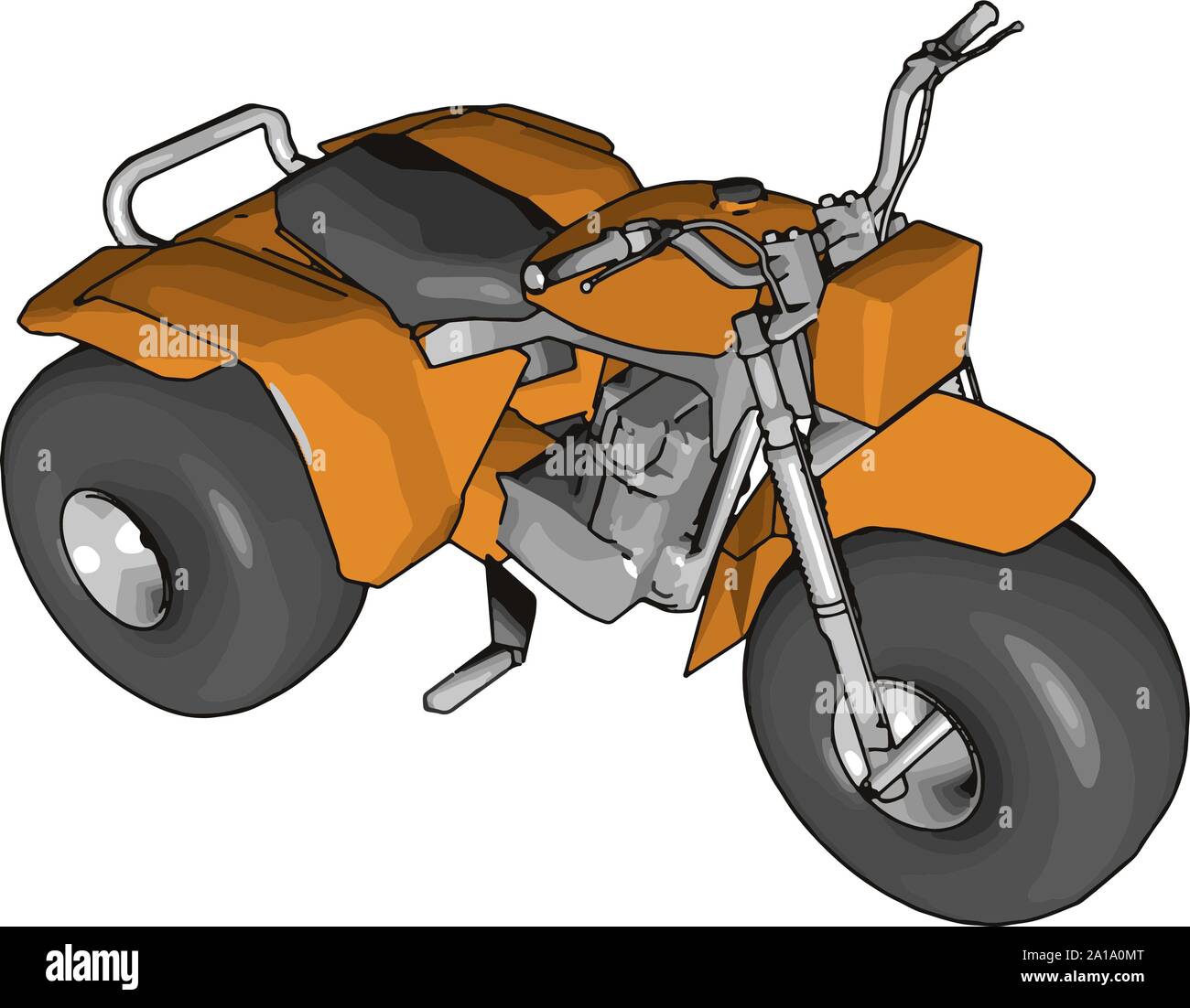 Orange motorcycle, illustration, vector on white background. Stock Vector