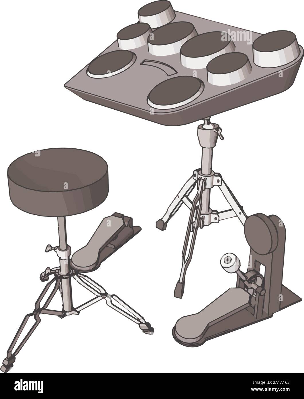 Cool drums, illustration, vector on white background. Stock Vector