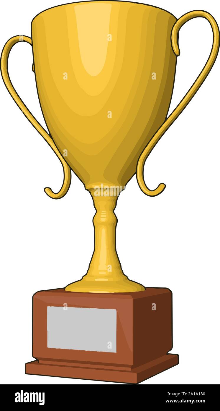 Golden trophy, illustration, vector on white background Stock Vector ...