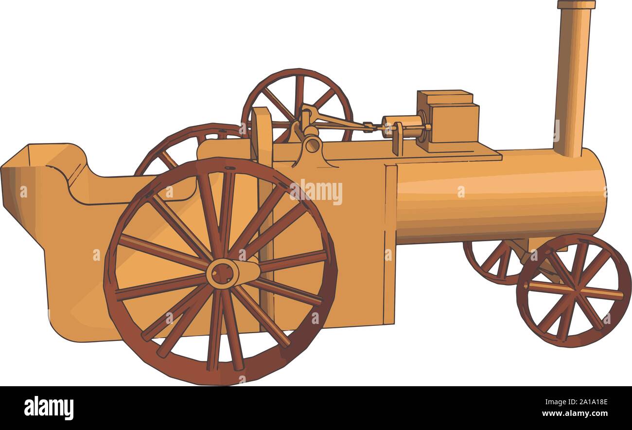 Old retro train, illustration, vector on white background. Stock Vector