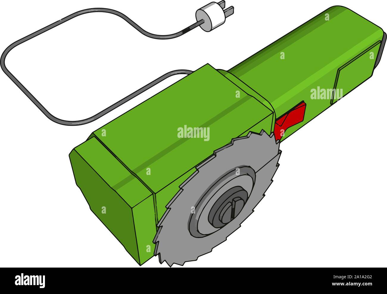 Green electric saw, illustration, vector on white background. Stock Vector