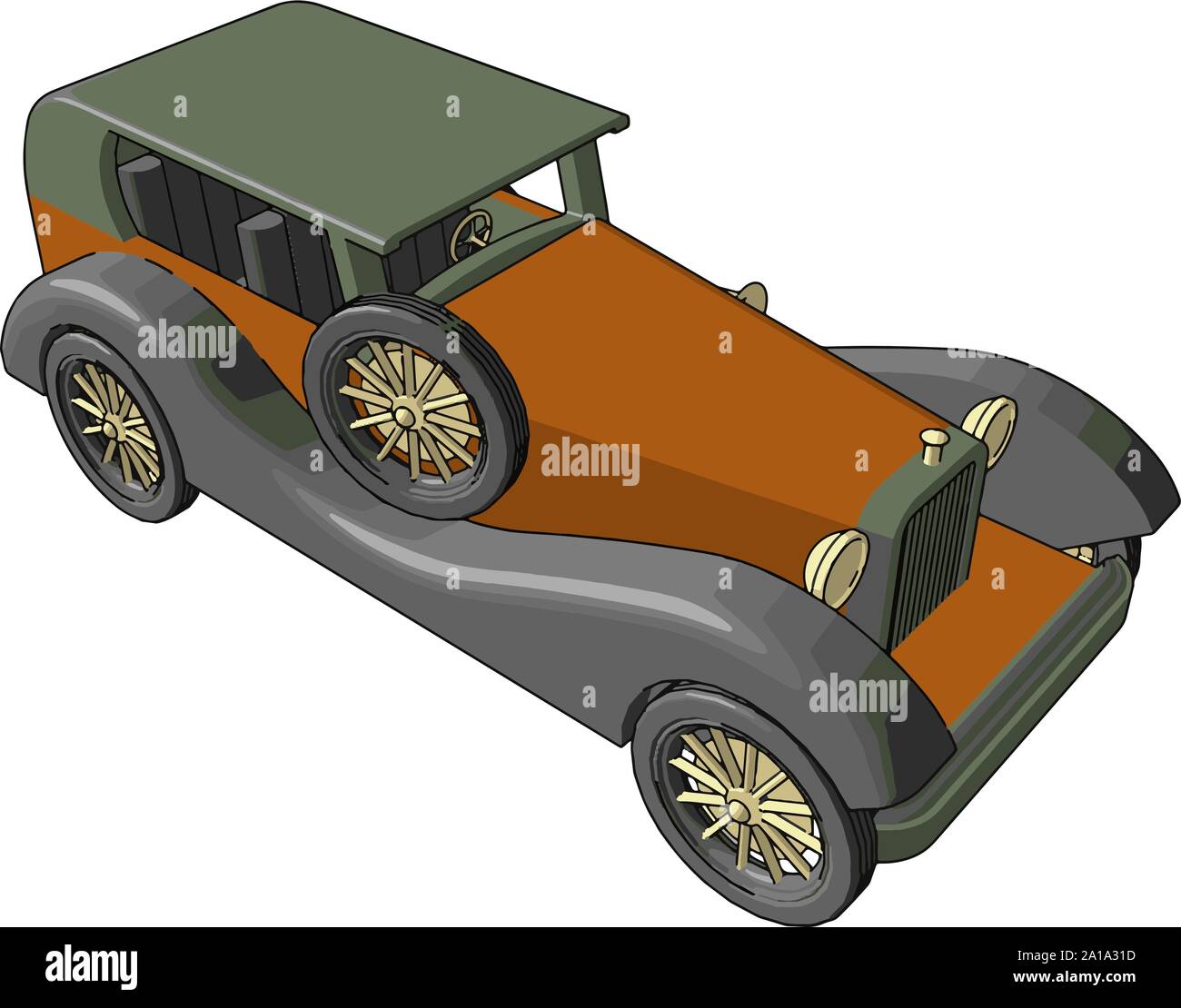 Old retro car toy, illustration, vector on white background Stock ...