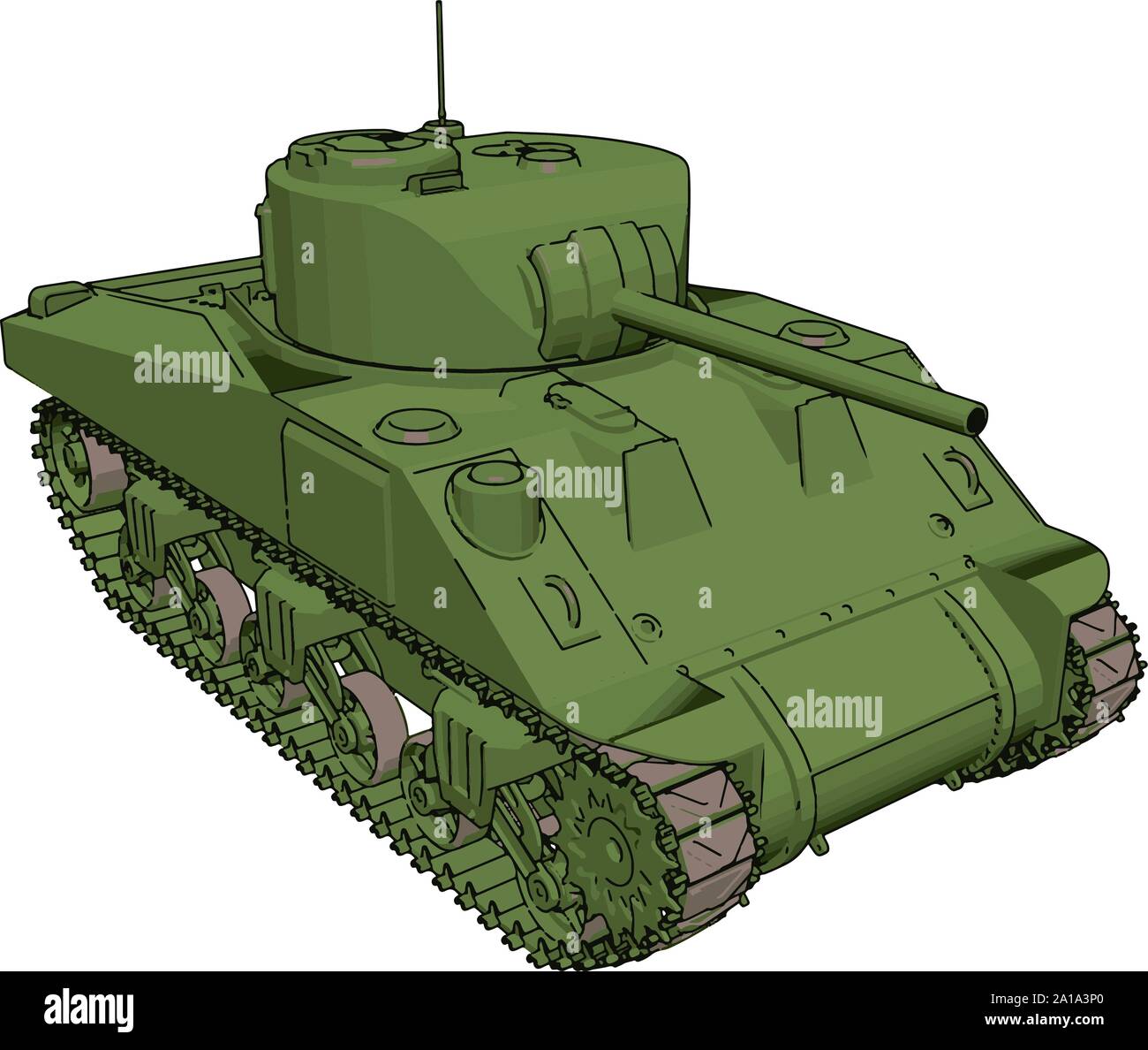 Green military tank, illustration, vector on white background Stock ...