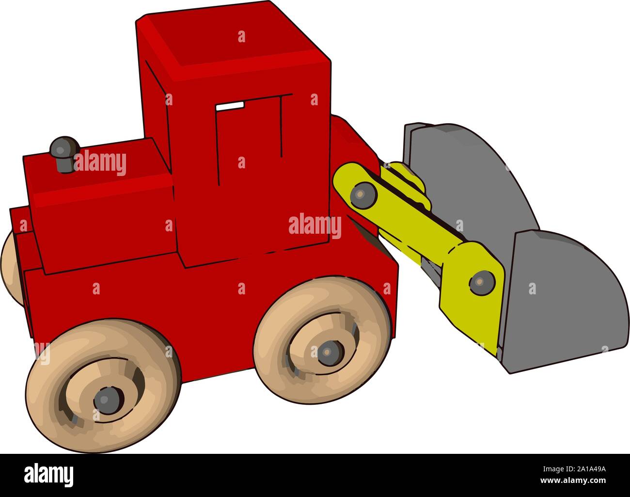 Small red excavator, illustration, vector on white background. Stock Vector