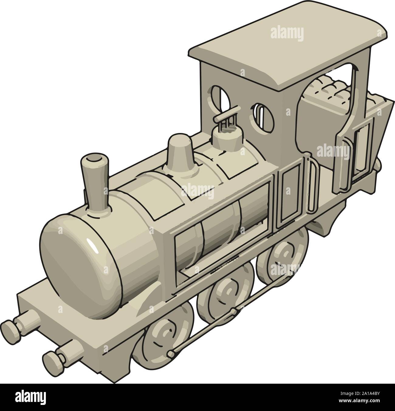 Locomotive, illustration, vector on white background. Stock Vector
