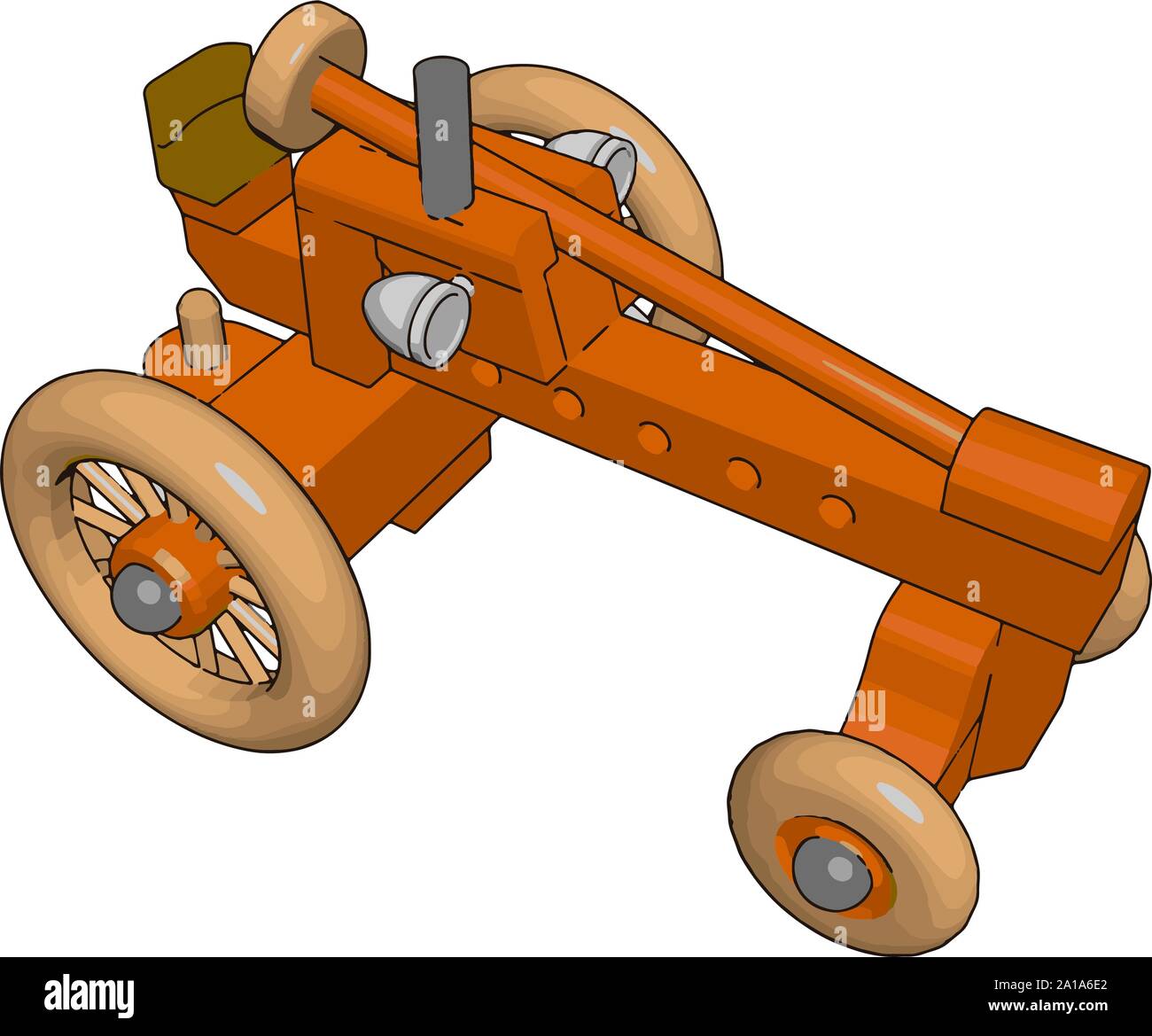 Red tractor toy, illustration, vector on white background. Stock Vector