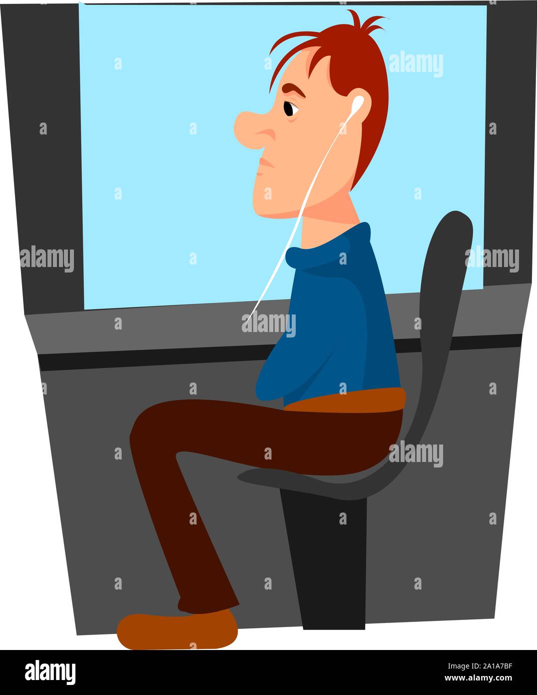 Man with blue sweater, illustration, vector on white background. Stock Vector