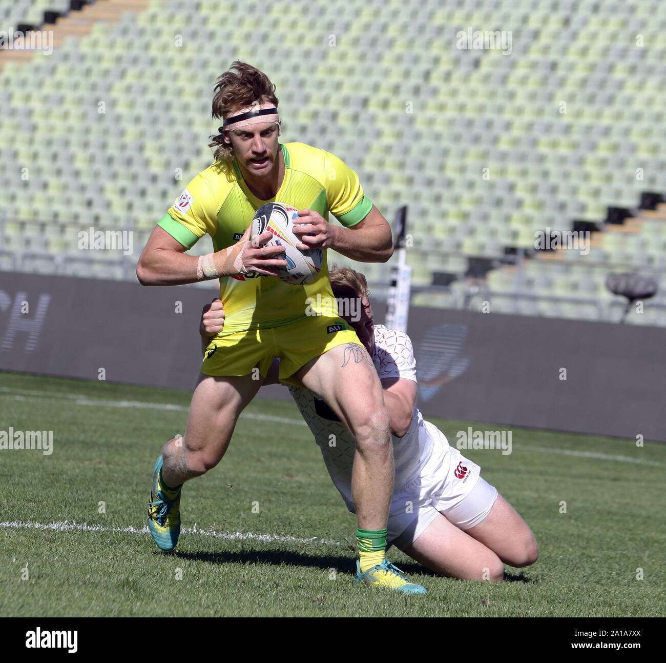 Munich, Bavaria, Germany. 21st Sep, 2019. Ben ODonell (Australia), .Rugby tournament, team England vs Australia, .Munich, Olympia Stadium, the teams of New Zealand, England, Australia, South Africa, Germany, Fiji, USA and France take part in this 2 day tournament, Credit: Wolfgang Fehrmann/ZUMA Wire/Alamy Live News Stock Photo