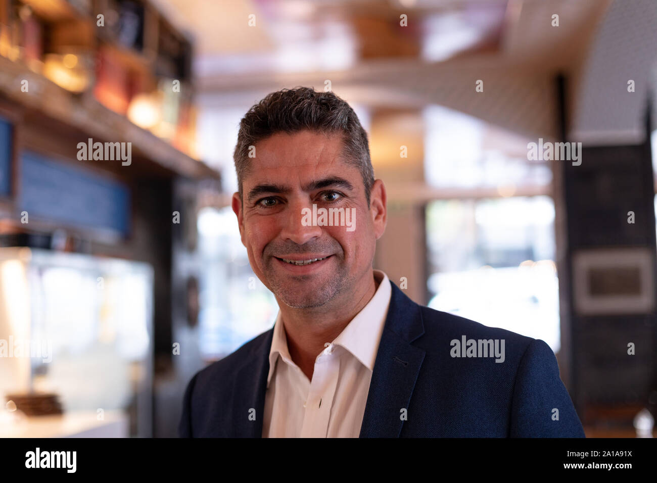 Portrait of male manager in a restaurant Stock Photo