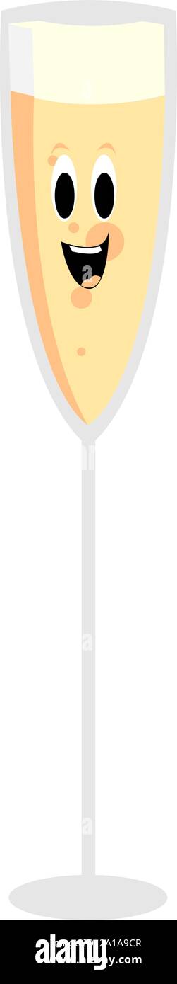 Champange glass, illustration, vector on white background. Stock Vector