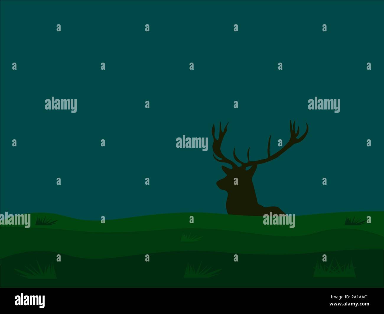 Deer in woods, illustration, vector on white background. Stock Vector