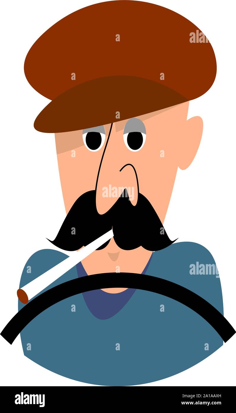 Truck driver, illustration, vector on white background. Stock Vector