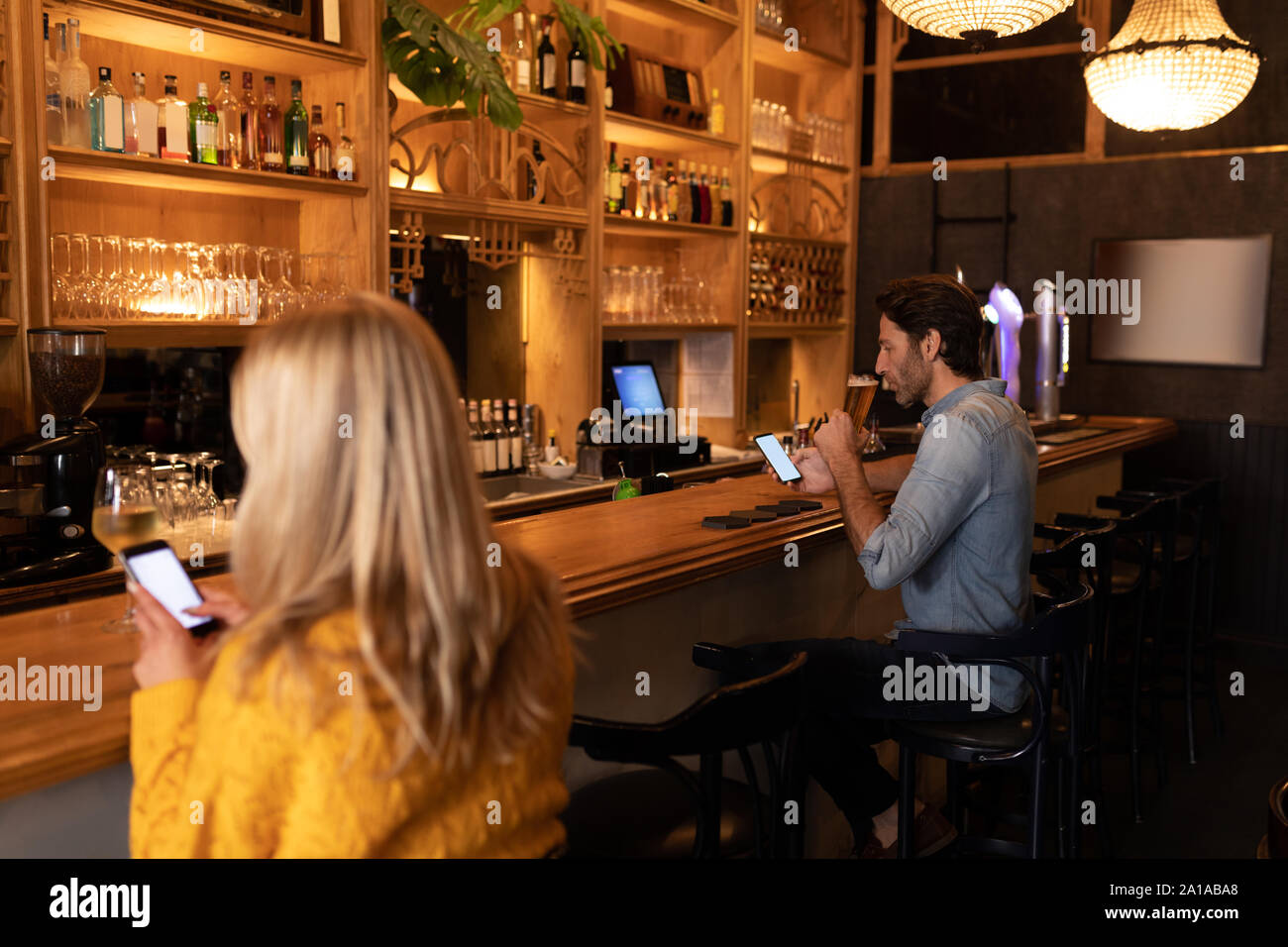 Man touching woman bar hi-res stock photography and images - Alamy