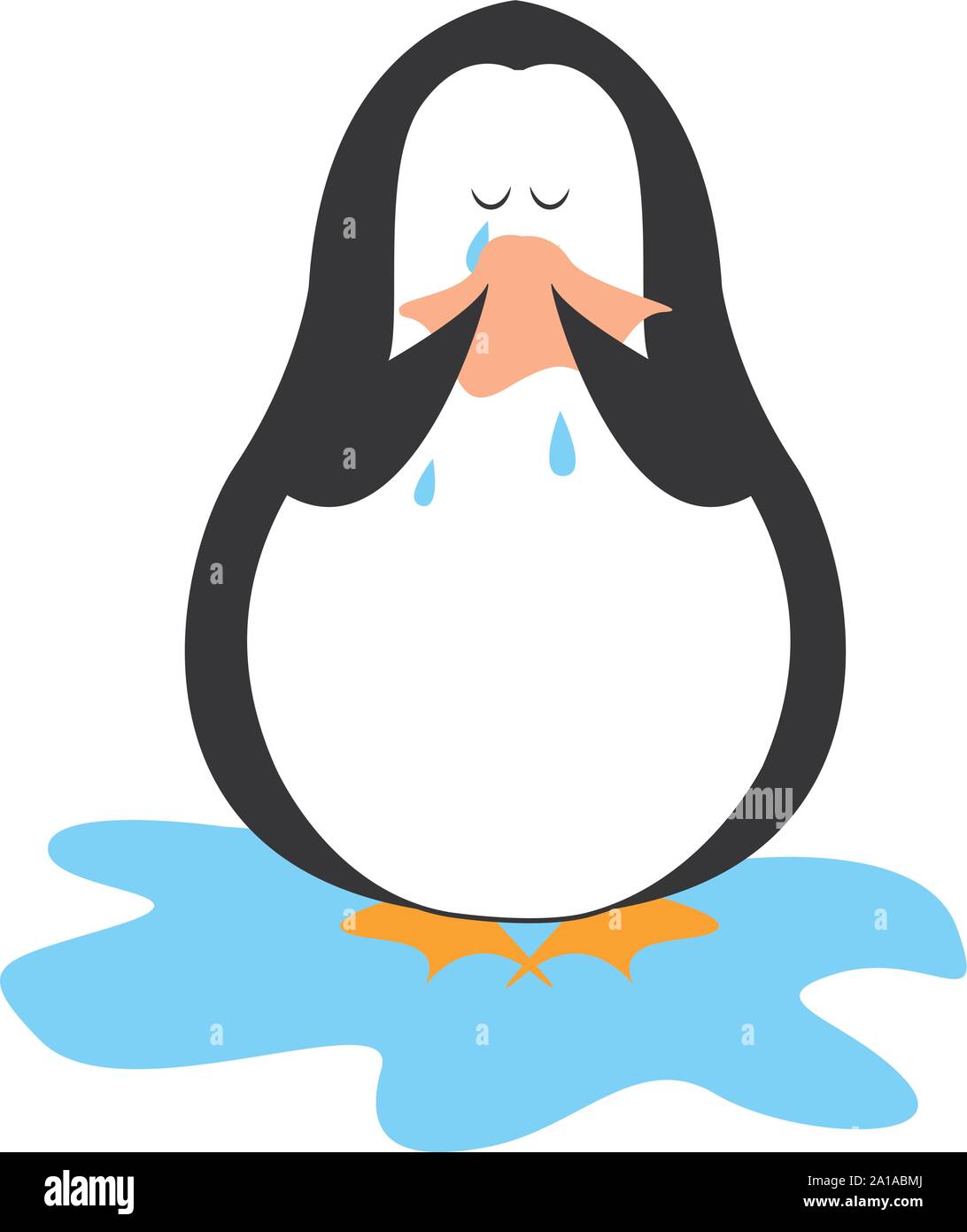 Crying penguin, illustration, vector on white background. Stock Vector