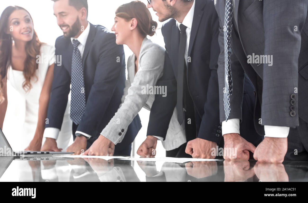 business team standing near the office Desk Stock Photo - Alamy