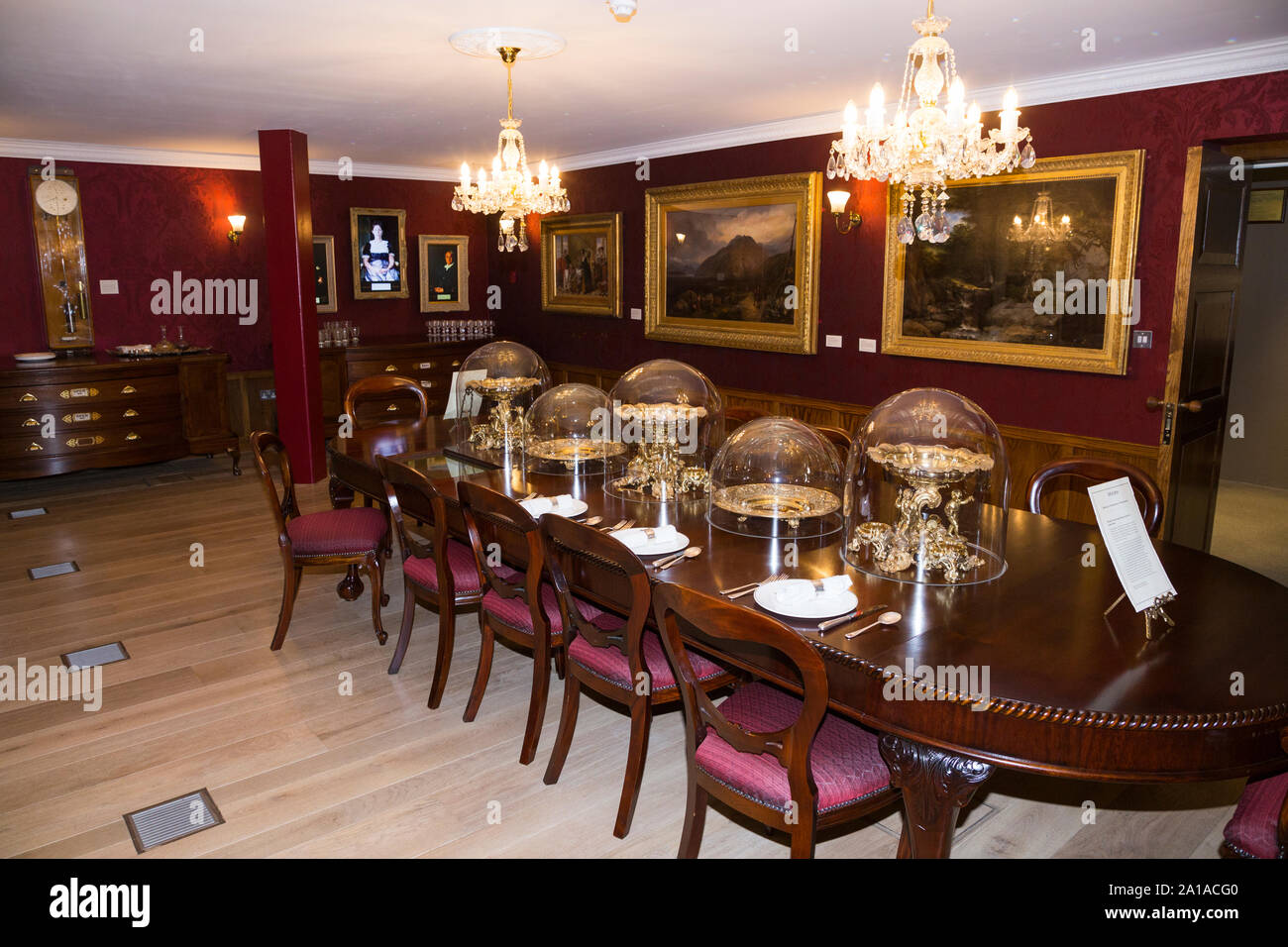 Exhibition display / recreation of 17 Duke Street, Westminster, London (Brunel's London base) dining table and living room scene, displayed at Being Brunel, in Bristol, at the dockyard displaying the SS Great Britain ship. UK (109) Stock Photo