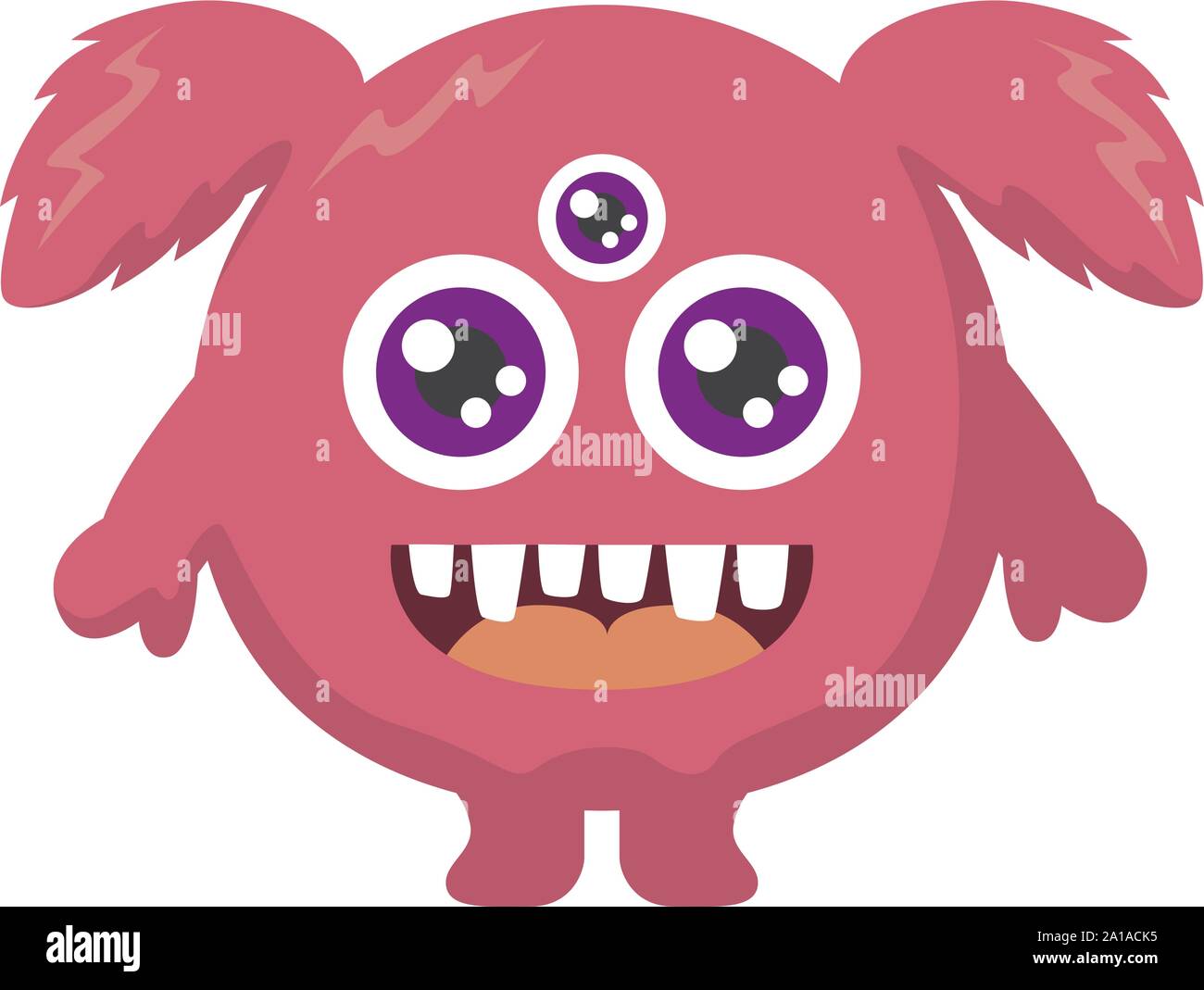 Pink monster, illustration, vector on white background Stock Vector