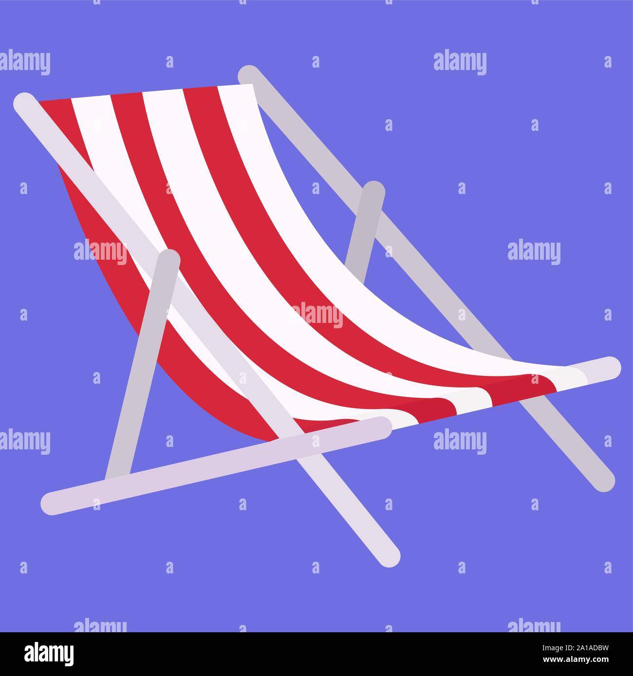 Deckchair, illustration, vector on white background. Stock Vector