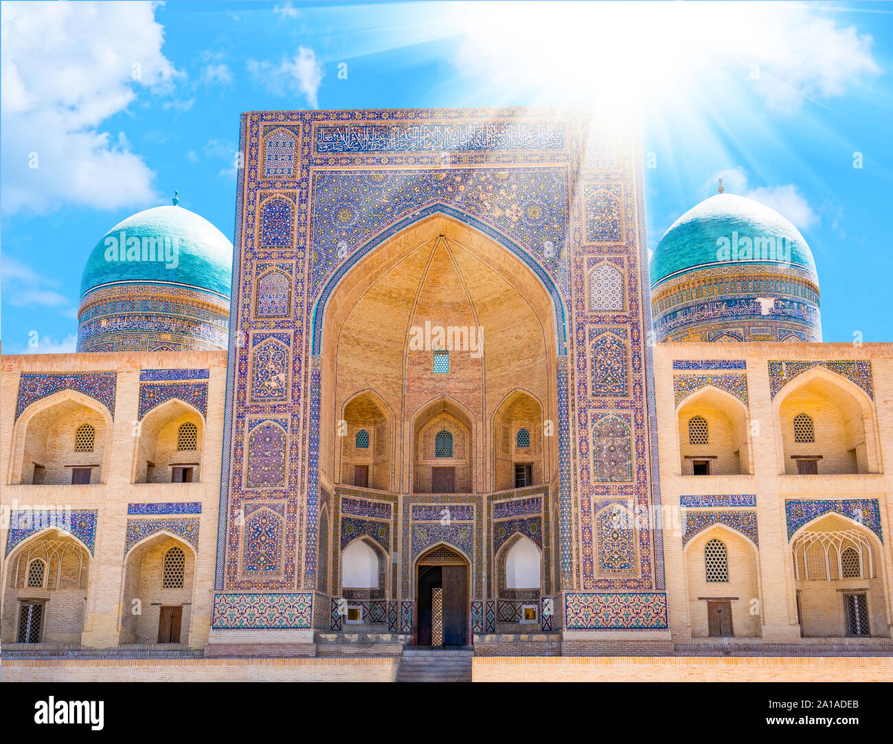 Mir-i Arab Madrassah. A view of Miri Arab Madrasah in Bukhara, Uzbekistan Stock Photo