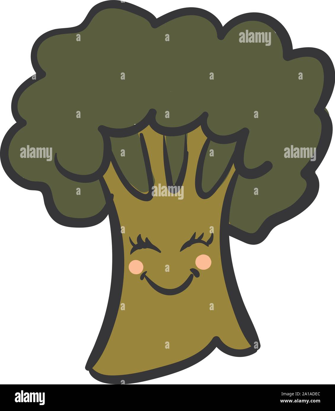 Cute broccoli, illustration, vector on white background. Stock Vector