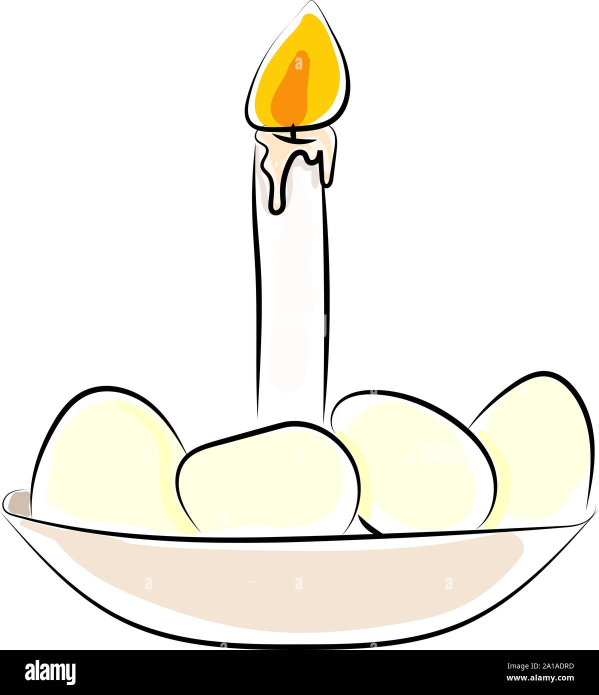 Eggs with candle, illustration, vector on white background. Stock Vector