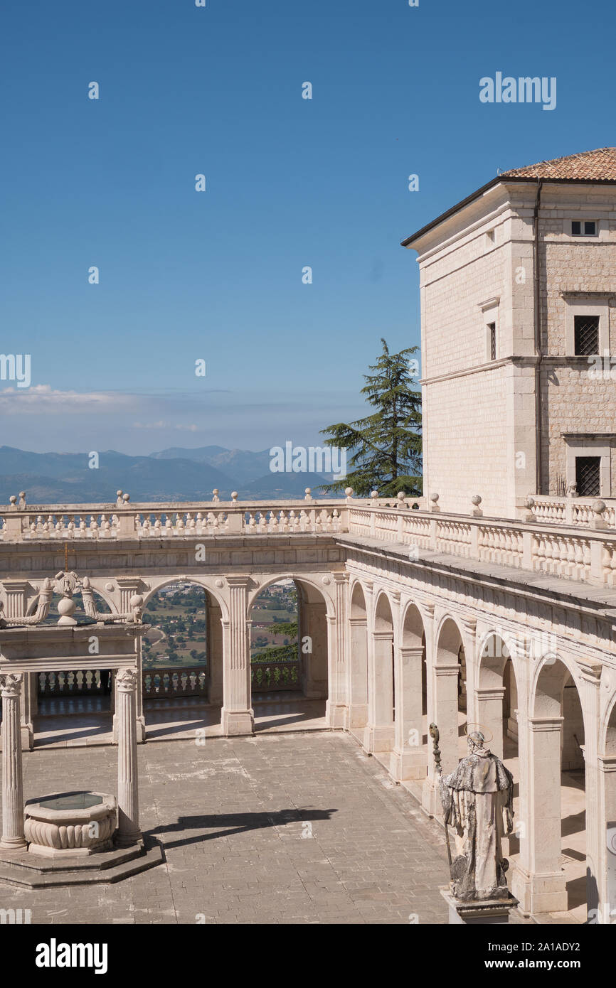Monastery of Monte Cassino in summer, Italy Stock Photo
