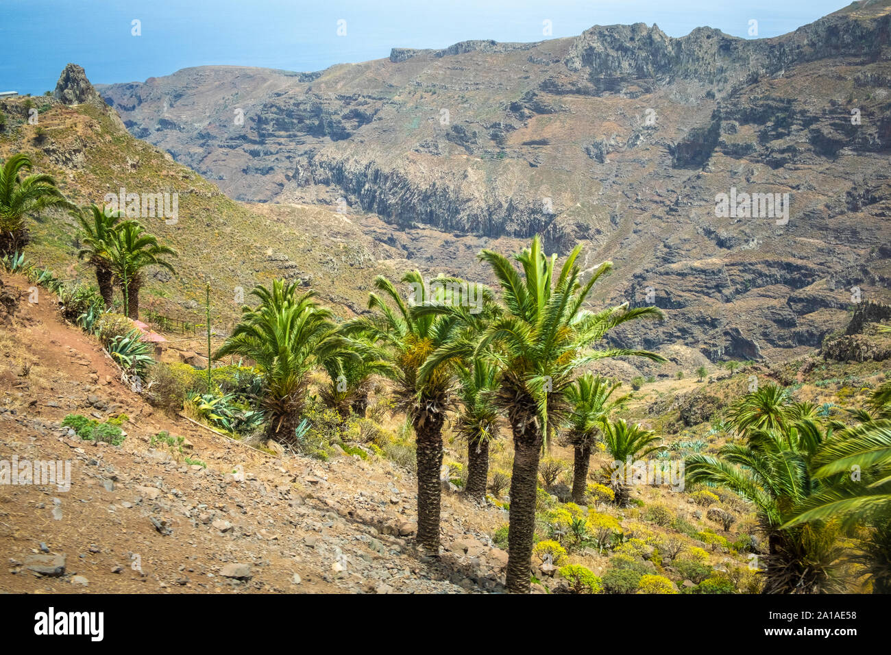 Drive on the spectacular mountain road GM-2 to San Sebastian on La Gomera, Canaria Islands, Spain Stock Photo