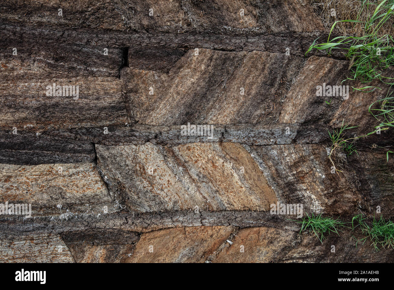 Soil layers in sod homes in Iceland Stock Photo Alamy