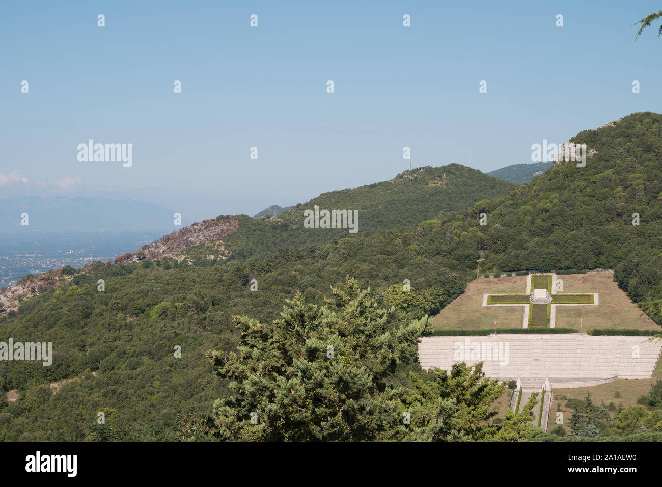 View of the Polish Cemetery from Monte cassino, Italy Stock Photo