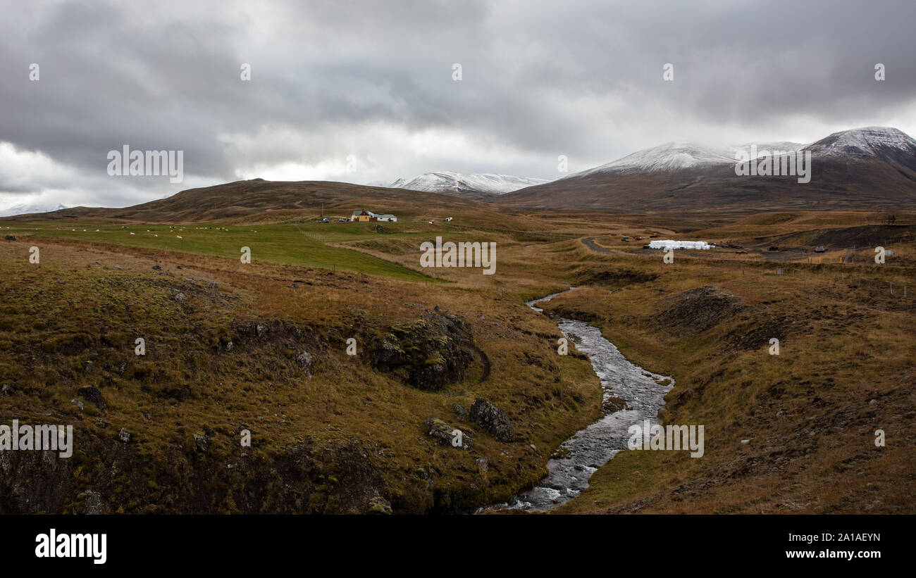Farmland near Iceland Stock Photo Alamy