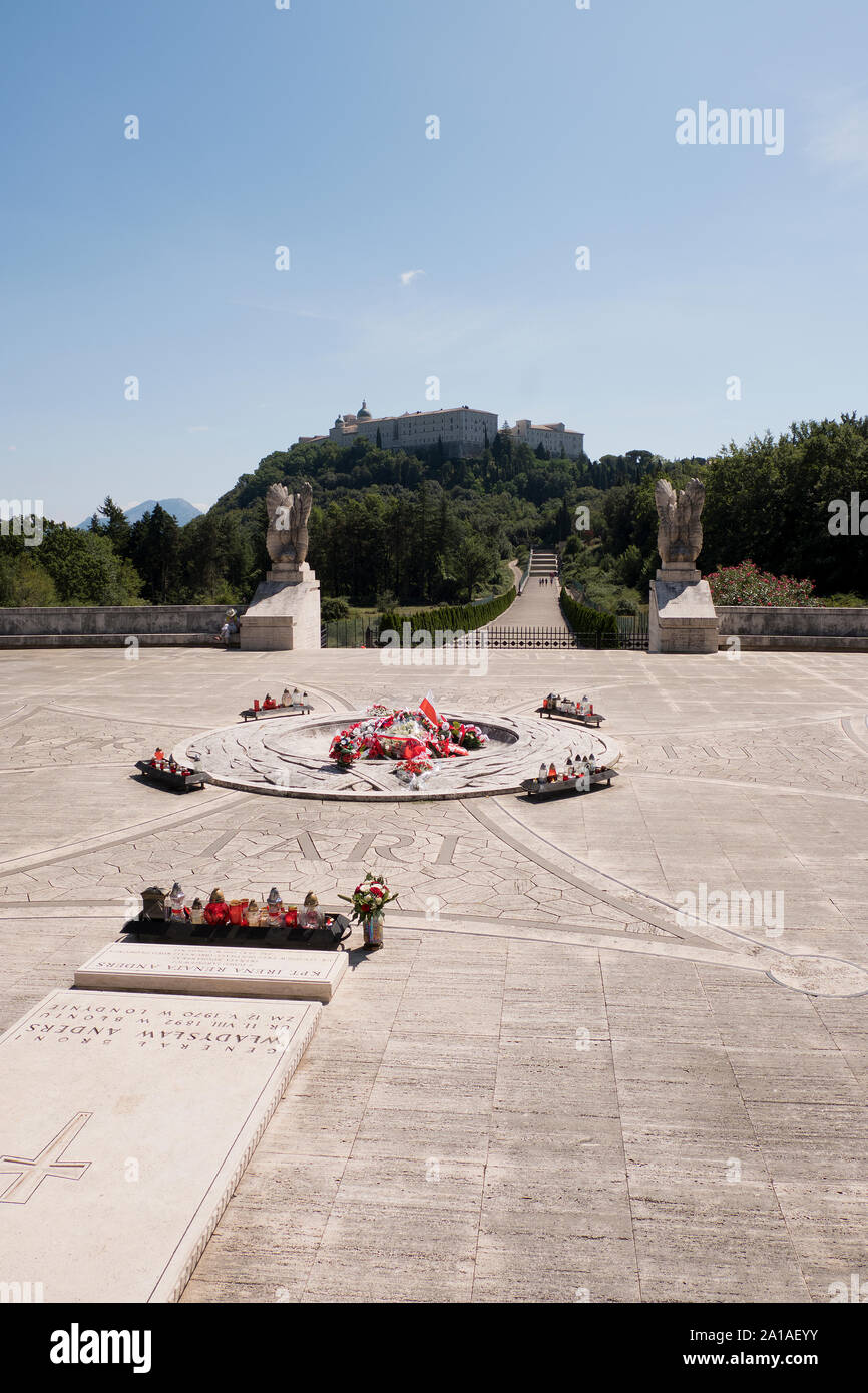Polish war Cemetery in Monte Cassino in summer, Italy Stock Photo