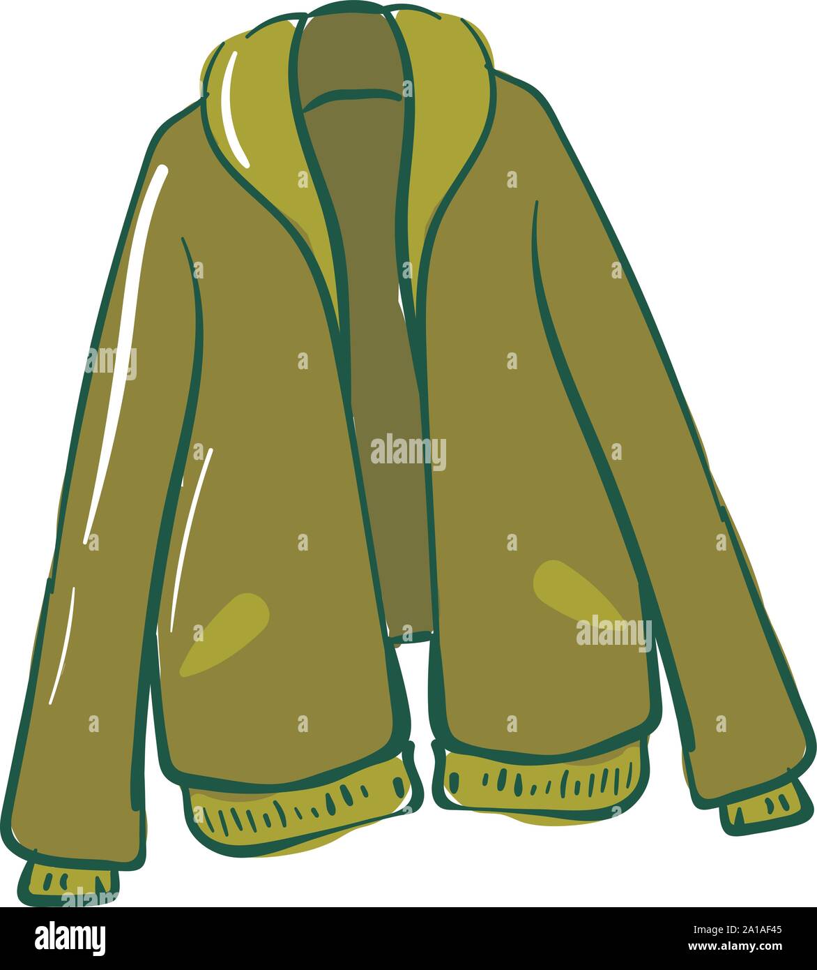 Green jacket, illustration, vector on white background Stock Vector